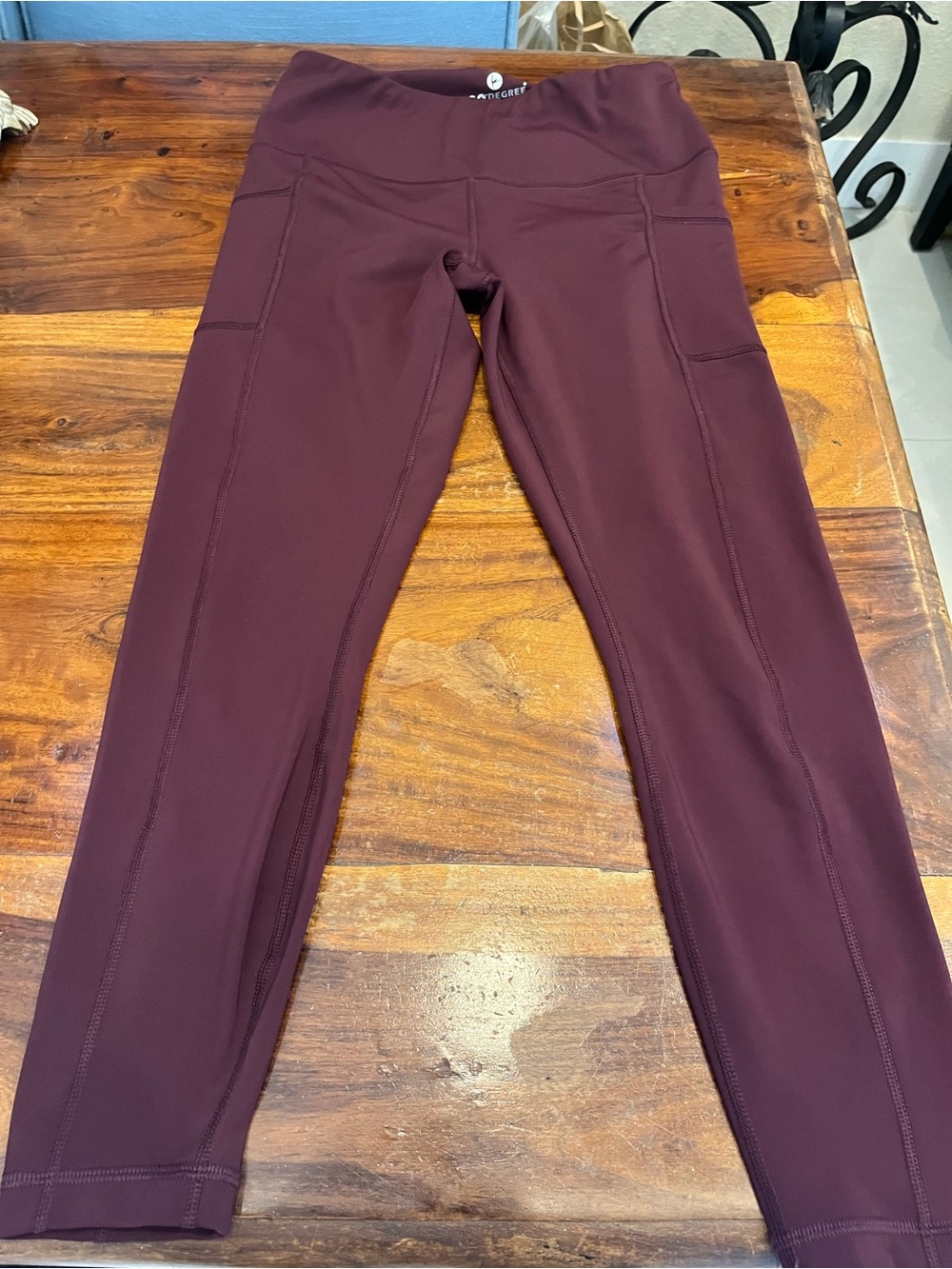 90 Degree By Reflex Burgundy High-Waist Leggings with Side Pockets
